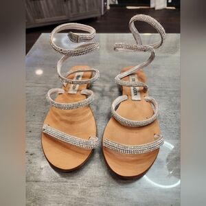 Steve Madden Rhinestone Silver Strappy Sandals